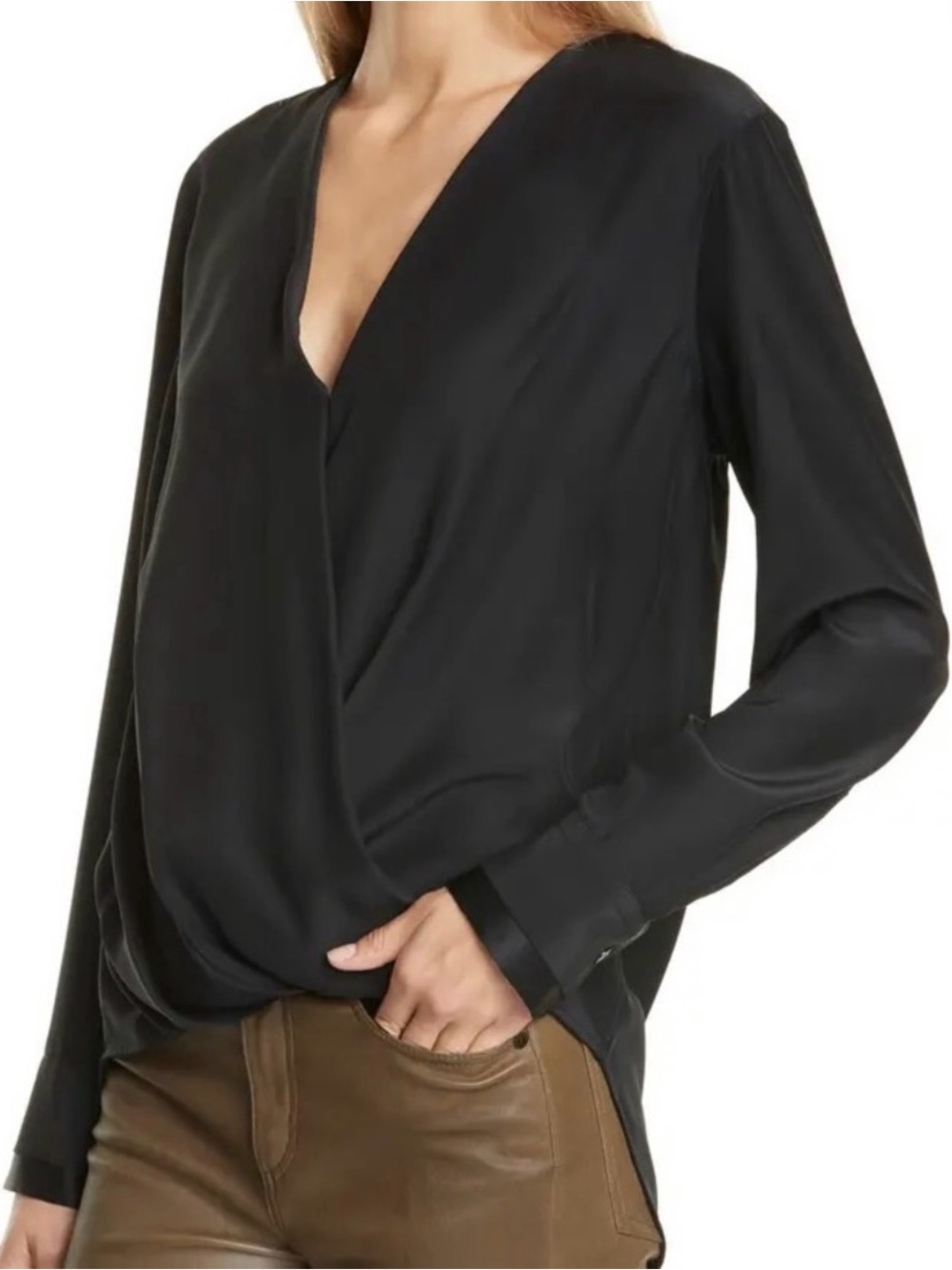 Rag & Bone Victor Silk Crossover Top